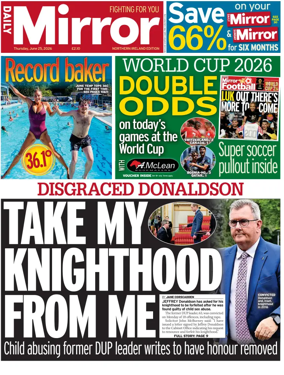 Cover of Daily Mirror (Northern Ireland)