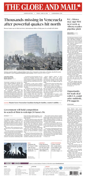 Cover of The Globe and Mail (Alberta Edition)