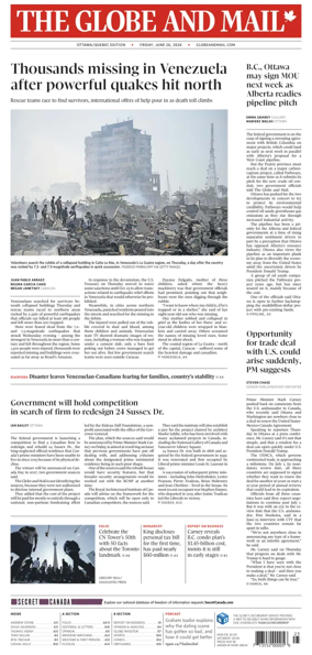 Cover of The Globe and Mail (Ottawa/Quebec Edition)