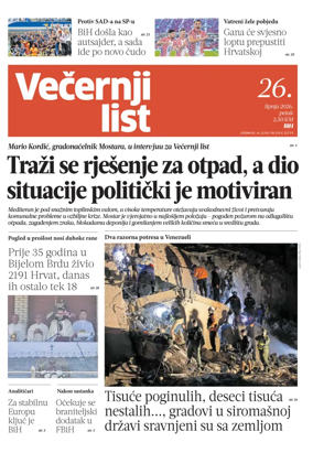 Cover of Vecernji list BiH