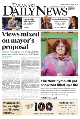Cover of Taranaki Daily News