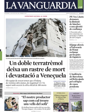 Cover of La Vanguardia (Catalonia - 1st edition)