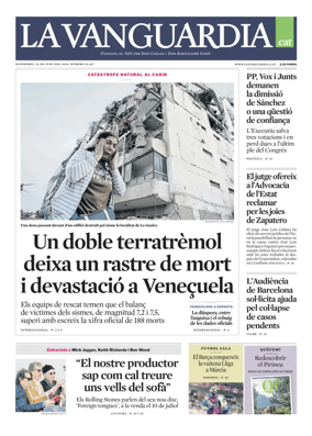 Cover of La Vanguardia (Catala)