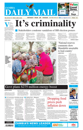 Cover of Zambia Daily Mail