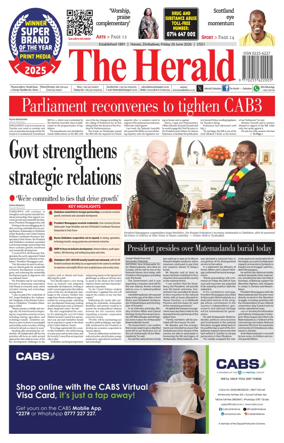 Cover of The Herald (Zimbabwe)