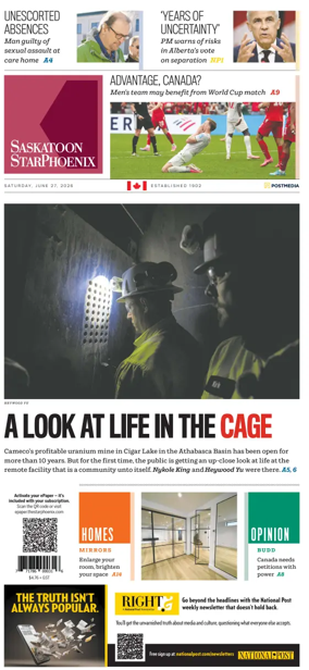 Cover of Saskatoon StarPhoenix