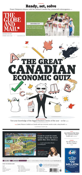 Cover of The Globe and Mail (Ontario Edition)