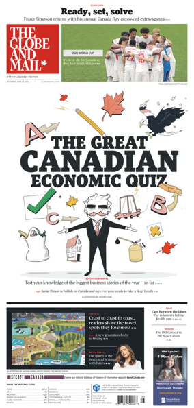 Cover of The Globe and Mail (Ottawa/Quebec Edition)