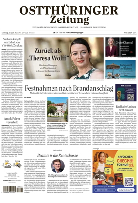 Cover of Ostthuringer Zeitung (Landkreis Saalfeld-Rudolstadt)