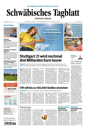 Cover of Schwabisches Tagblatt - Tubinger Chronik