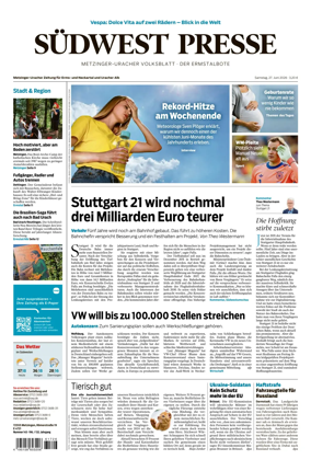 Cover of Sudwest Presse - Metzinger Uracher Volksblatt - Der Ermstalbote