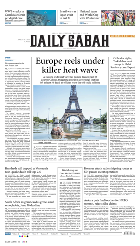 Cover of Daily Sabah (Turkey)