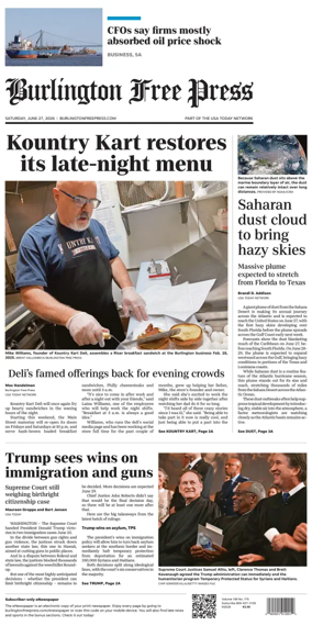 Cover of Burlington Free Press