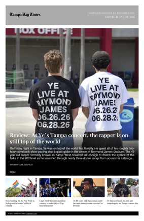 Cover of Tampa Bay Times TFP