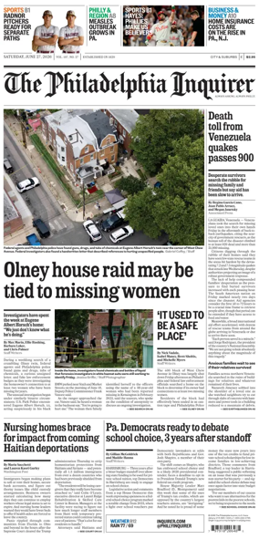 Cover of The Philadelphia Inquirer