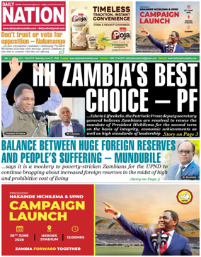 Cover of Daily Nation Newspaper