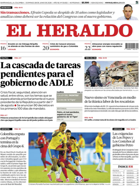 Cover of El Heraldo (Colombia)