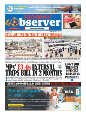 Cover of Sunday Observer (Eswatini)