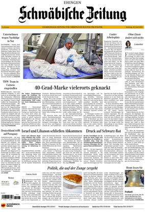 Cover of Schwabische Zeitung (Ehingen)