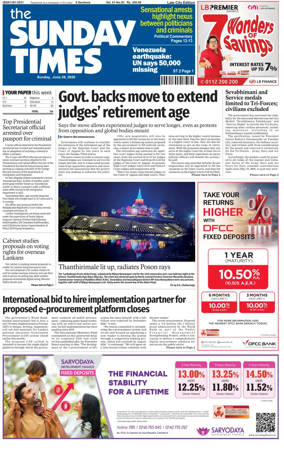 Cover of Sunday Times (Sri Lanka)