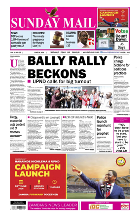 Cover of Zambia Daily Mail