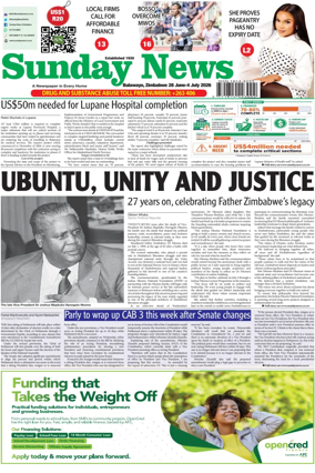 Cover of Sunday News (Zimbabwe)