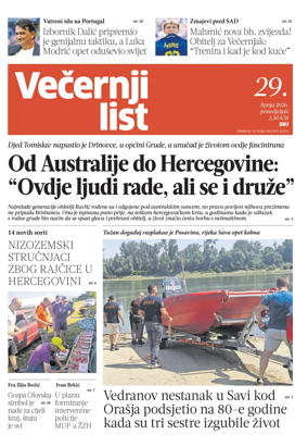 Cover of Vecernji list BiH