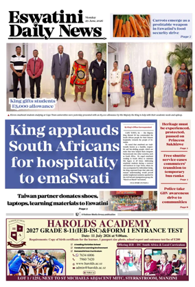 Cover of Eswatini Daily News