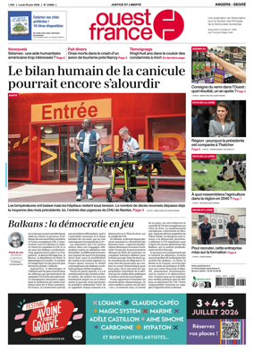 Cover of Ouest France (Angers / Segre)