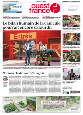 Cover of Ouest-France (Quimper Centre-Finistere)