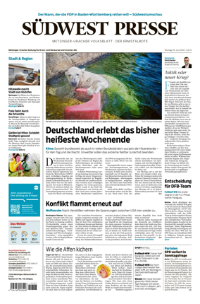 Cover of Sudwest Presse - Metzinger Uracher Volksblatt - Der Ermstalbote