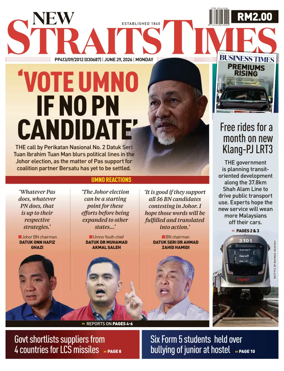 Cover of New Straits Times