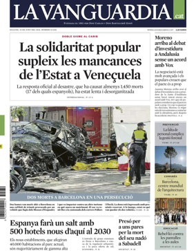 Cover of La Vanguardia (Catalonia - 1st edition)