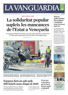 Cover of La Vanguardia (Catala)