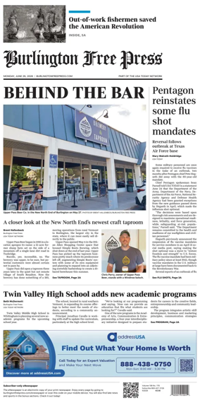 Cover of Burlington Free Press