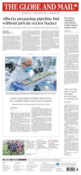 Cover of The Globe and Mail (Ontario Edition)