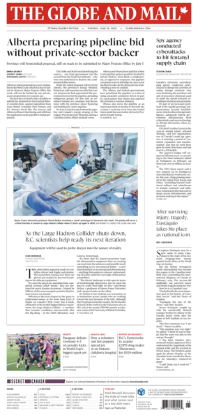 Cover of The Globe and Mail (Ottawa/Quebec Edition)