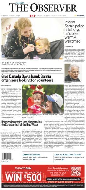 Cover of The Observer (Sarnia)