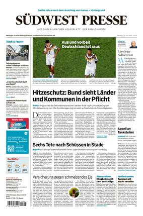 Cover of Sudwest Presse - Metzinger Uracher Volksblatt - Der Ermstalbote
