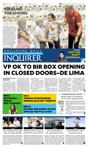 Cover of Philippine Daily Inquirer