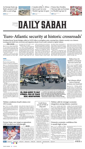 Cover of Daily Sabah (Turkey)