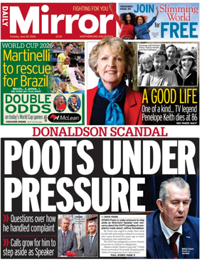 Cover of Daily Mirror (Northern Ireland)