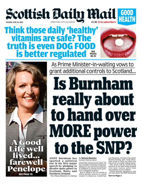 Cover of Scottish Daily Mail