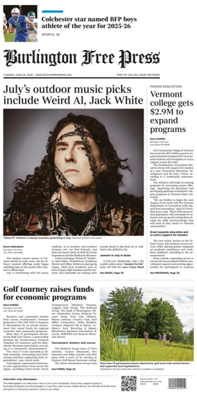 Cover of Burlington Free Press