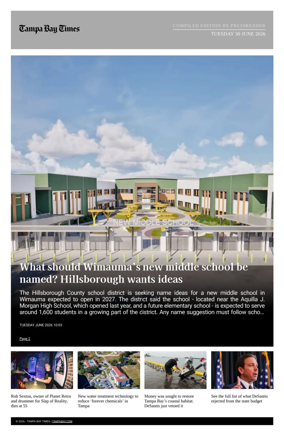 Cover of Tampa Bay Times TFP