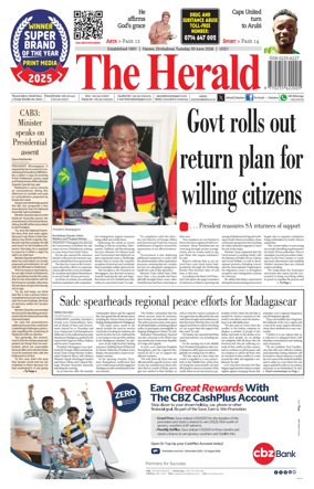 Cover of The Herald (Zimbabwe)