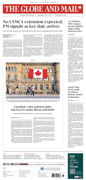 Cover of The Globe and Mail (Ottawa/Quebec Edition)