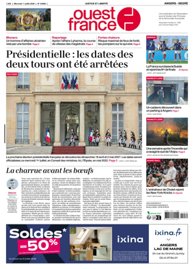 Cover of Ouest France (Angers / Segre)