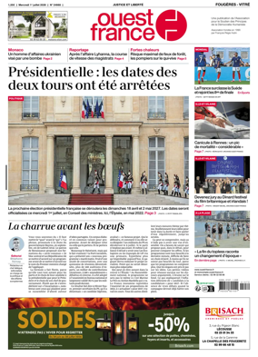 Cover of Ouest-France (Fougeres Vitre)