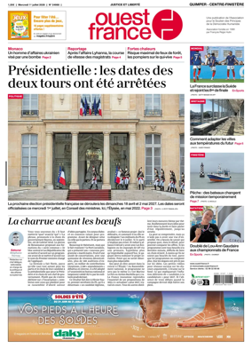 Cover of Ouest-France (Quimper Centre-Finistere)